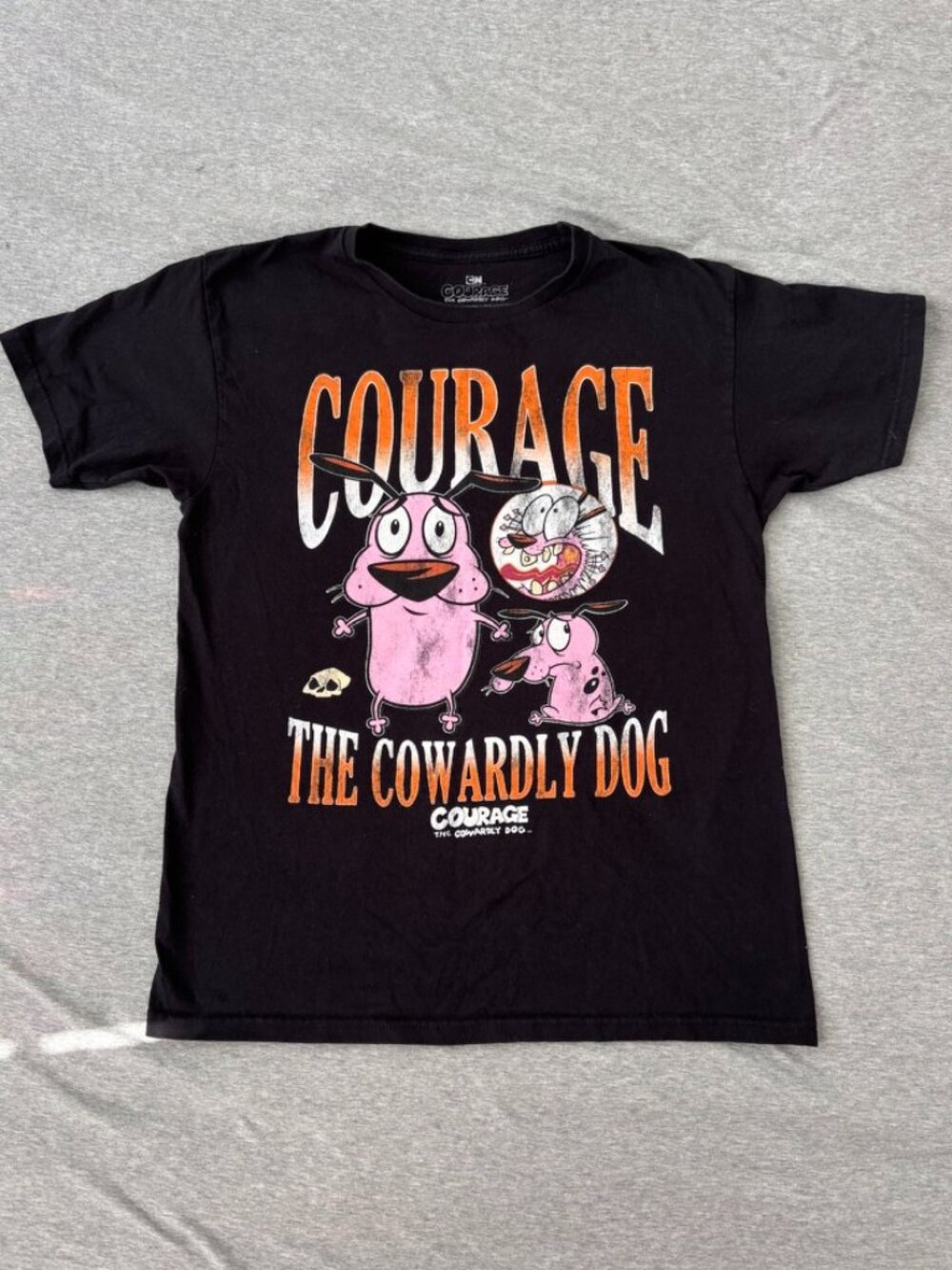 Cartoon Network Courage The Cowardly Dog Graphic T Shirt Mens Medium Black Y2K